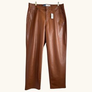 🍂 Cognac Cozy-Chic Faux Leather Pants (OG Loose • Size 16)